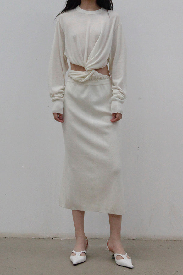 SWAYING/KNIT Seamless Knit One-piece Dress SW212LS15 White PS25